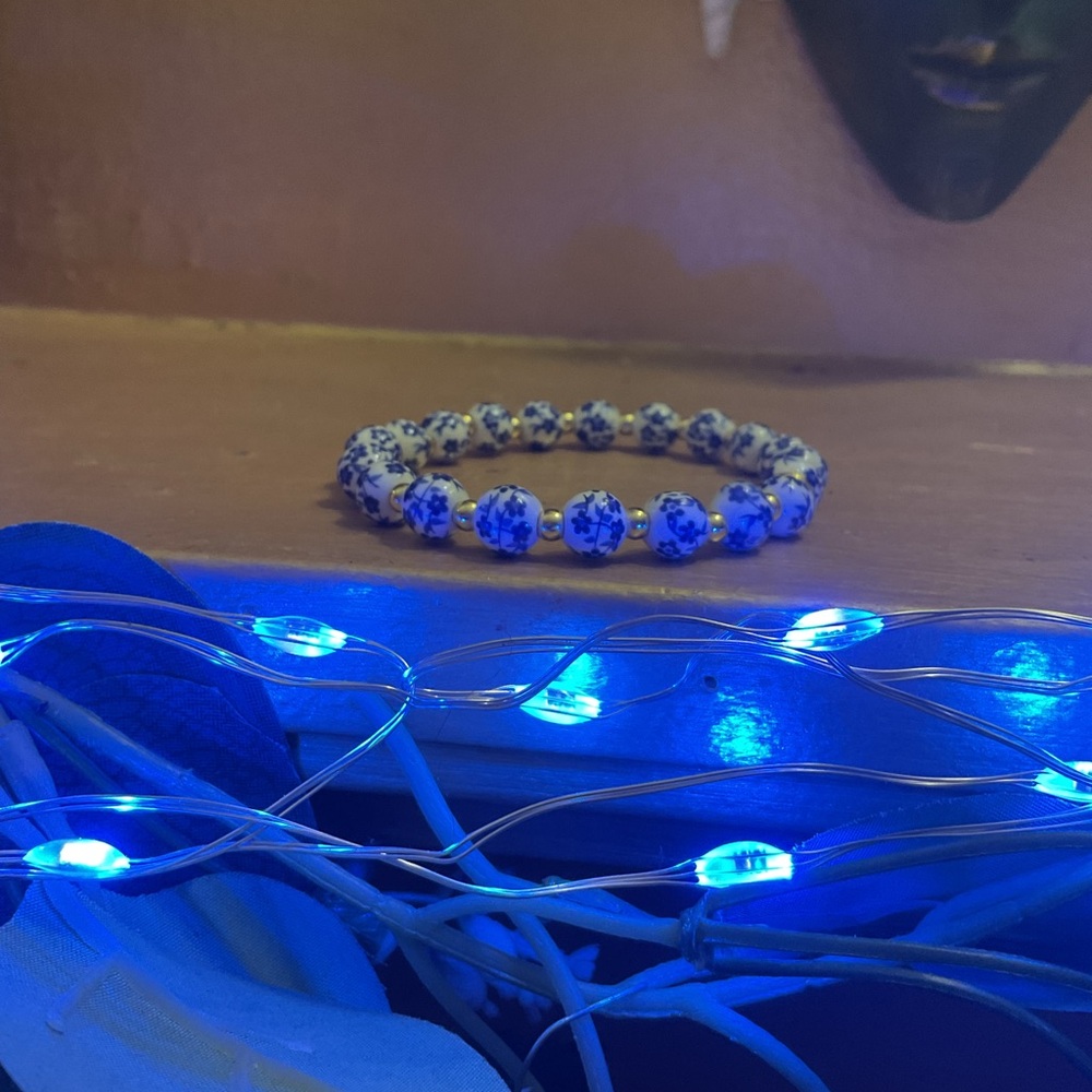 Men’s Unisex Floral Porcelain Bracelet🔵⚪️